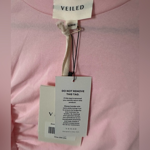 Veiled pink long sleeve top. New with tags. Small. - Picture 5 of 6